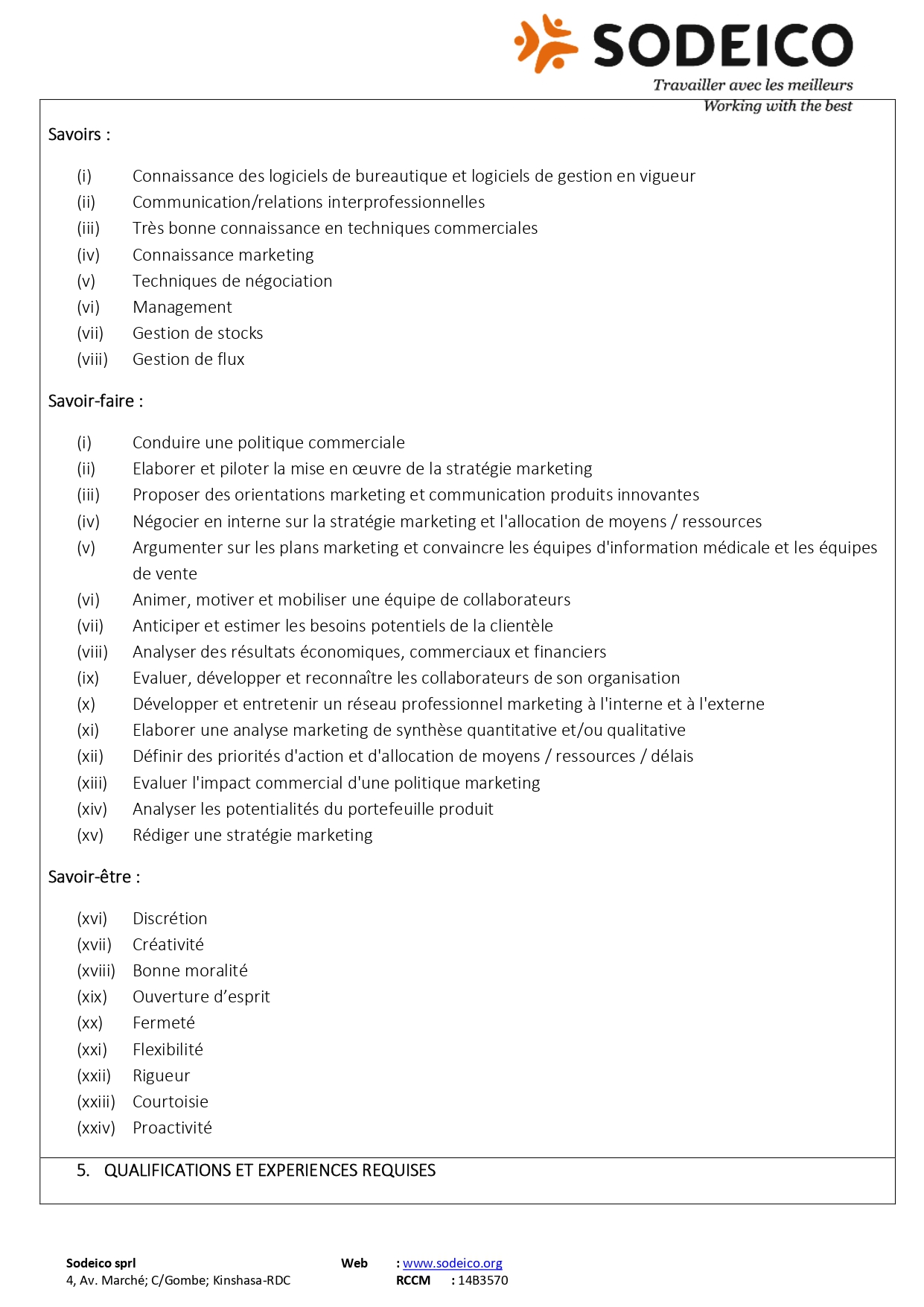Offre d'emploi/Responsable Brand Marketing 